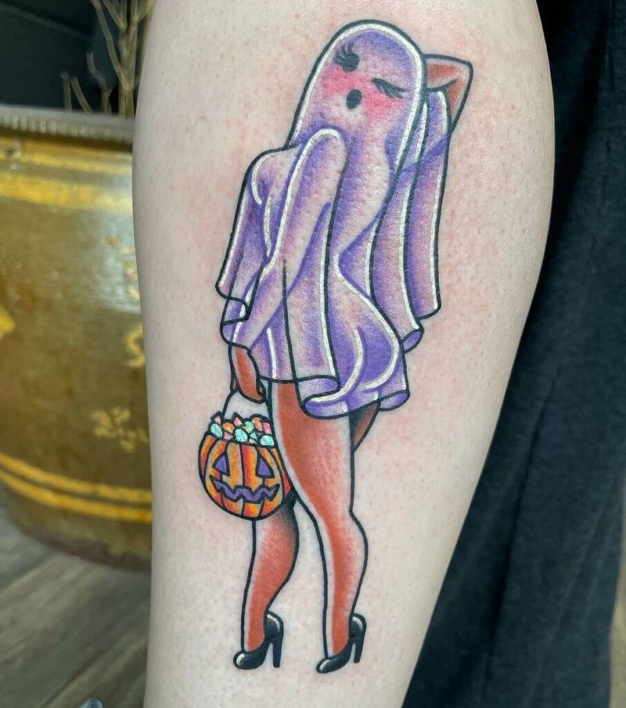 33 Halloween Tattoo Ideas for 2024 36 Funny Ghost And Jack 'O Lantern Halloween Tattoo