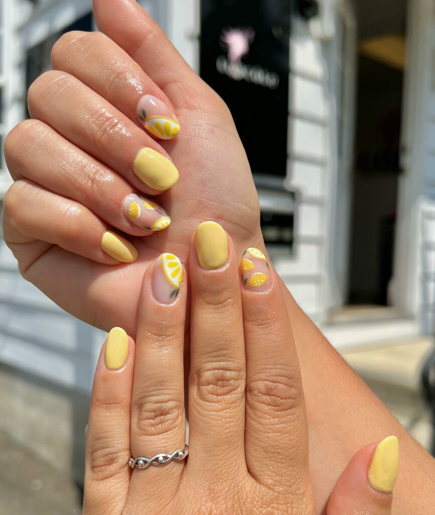 Pastel Yellow Lemon Nails