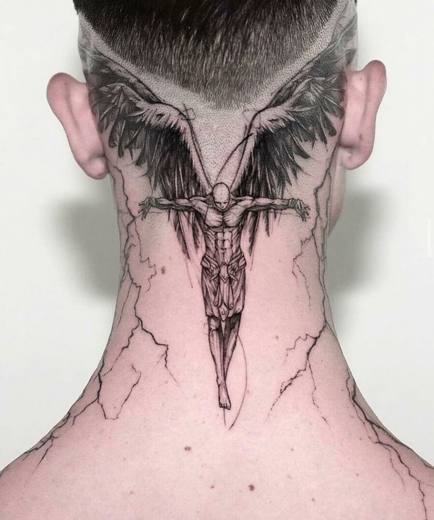 11+ Blessed Neck Tattoo Ideas That Will Blow Your Mind! 19 Guardian Angel Blessed Neck Ink