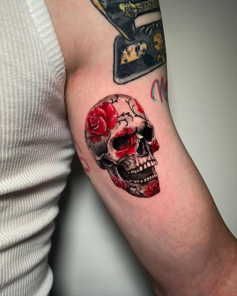 10+ Skull Tattoo Easy Ideas That Will Blow Your Mind! 16 Amazing Skull and Roses Simple Tattoo Designs