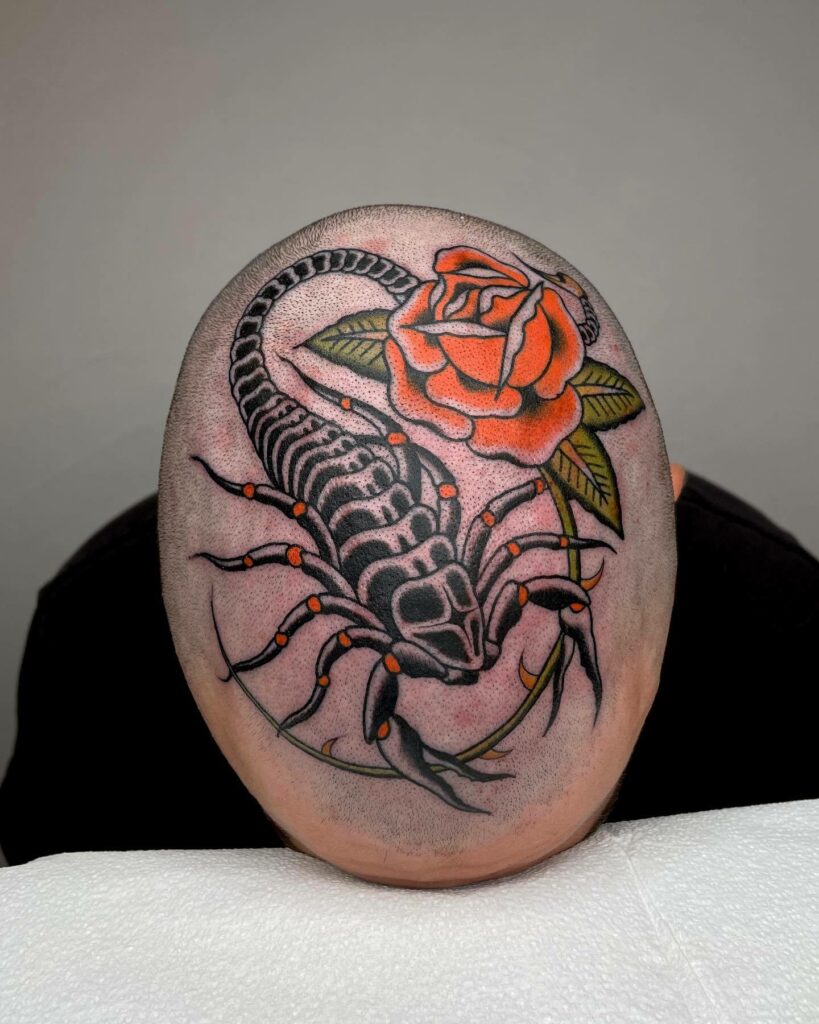 10+ Bald Head Tattoo Ideas That Will Blow Your Mind! 18 Scorpion And Rose Tattoos For Bald Head