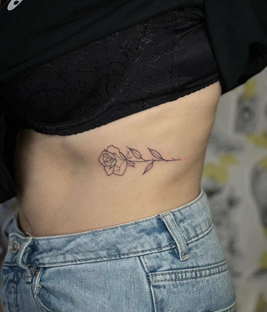 12+ Rose With Thorns Tattoo Ideas To Inspire You! 16 Outlined Small Rose Tattoo Having Thorns