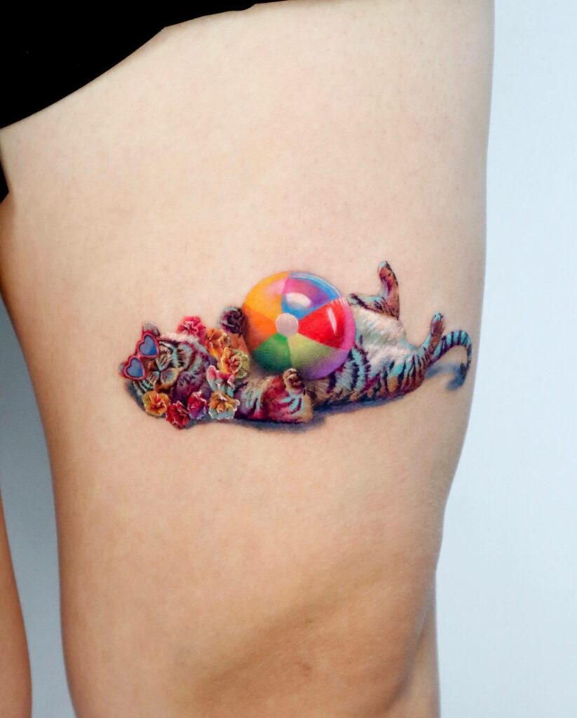 10+ Women's Feminine Tiger Tattoo Ideas That Will Blow Your Mind! 15 Very Cool Tiger Different Colors Tattoo