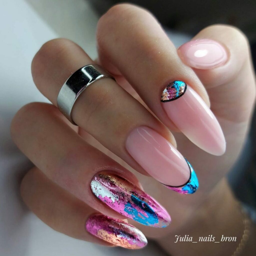 39 Latest Pink and Blue Nail Designs To Try in 2024! 29 Metallic Tips