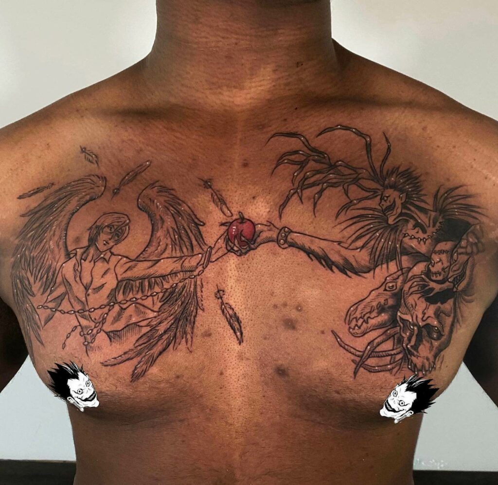 11+ Chest Wing Tattoo Ideas That Will Blow Your Mind! 19 Ryuk Inspired Angel Wings And Demon Tattoo