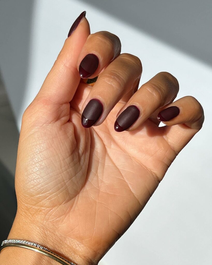 30 Latest Matte Nail Ideas To Try In 2024! 16 Matte And Glossy Brown Short French Nails