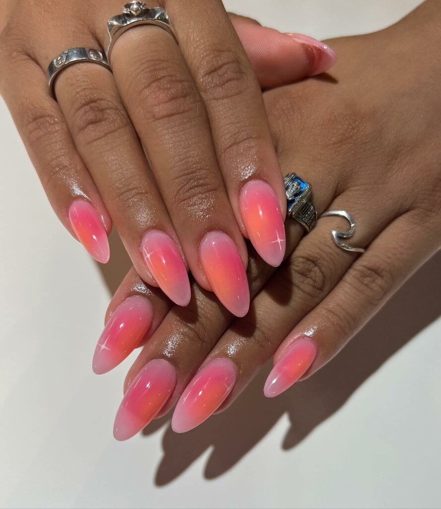 30 Latest Aura Nails Ideas To Try In 2024! 32 Orange And Pink Aura Nails