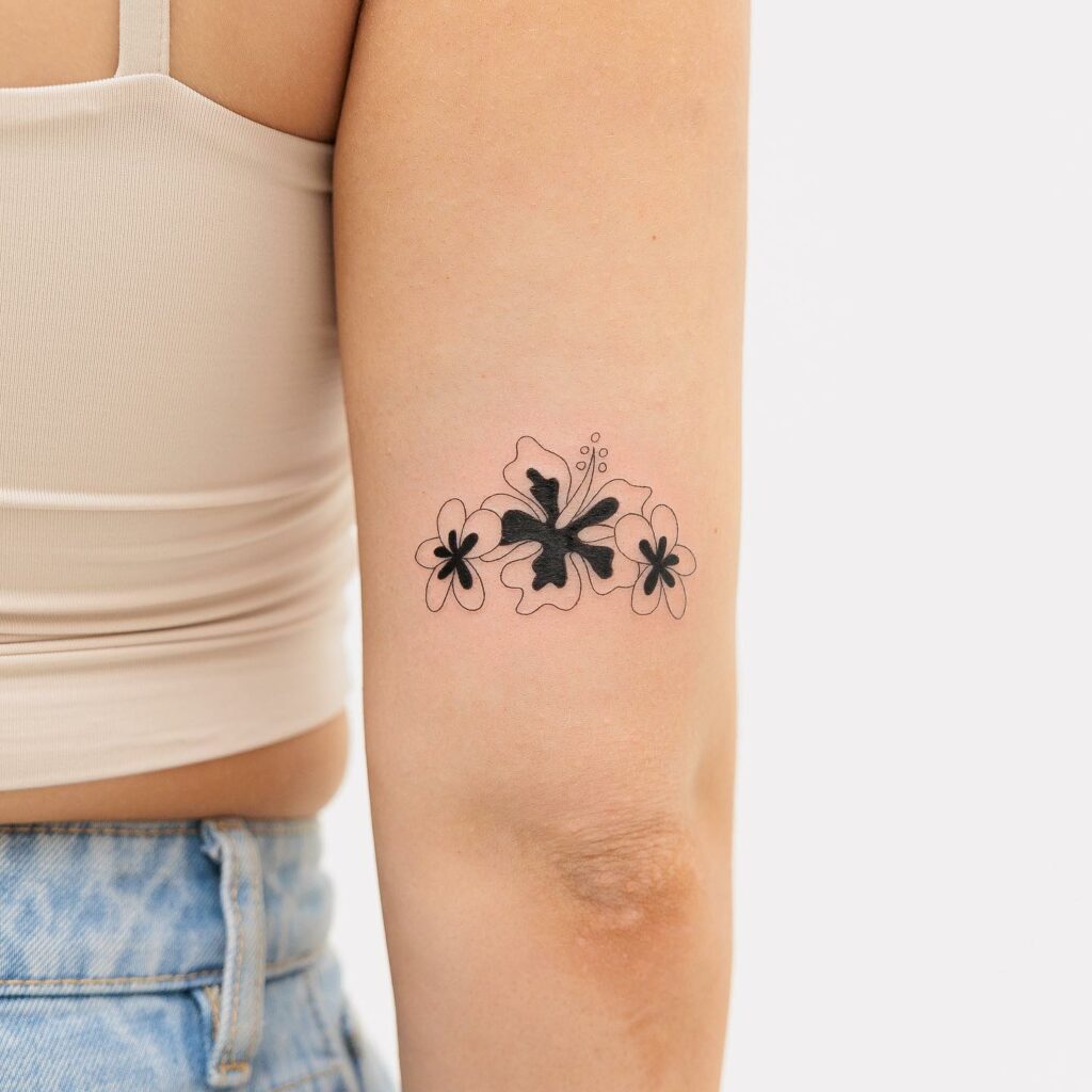 AMAZING HIBISCUS TATTOOS IDEAS ALONG WITH THEIR MEANINGS - UPDATED FOR 2024 21 One Line Hibiscus Tattoos