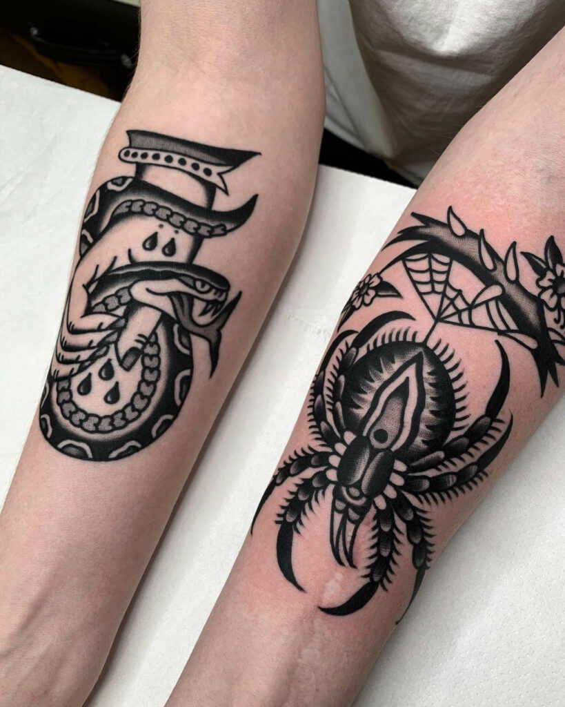 11+ Traditional Spider Tattoo Ideas That Will Blow Your Mind! 13 Tribal Spider And Snake Tattoo