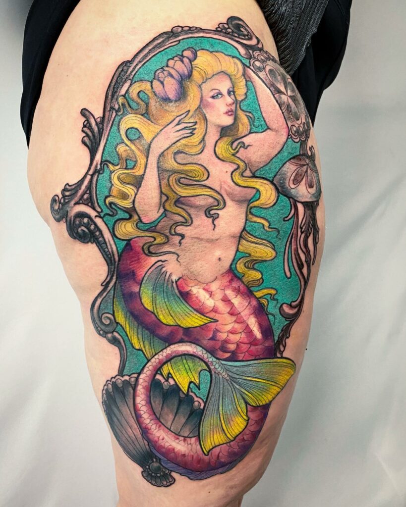 Amazing Little Mermaid Tattoo Designs & Meanings For 2024 12 Vibrant Color Little Mermaid Tattoo