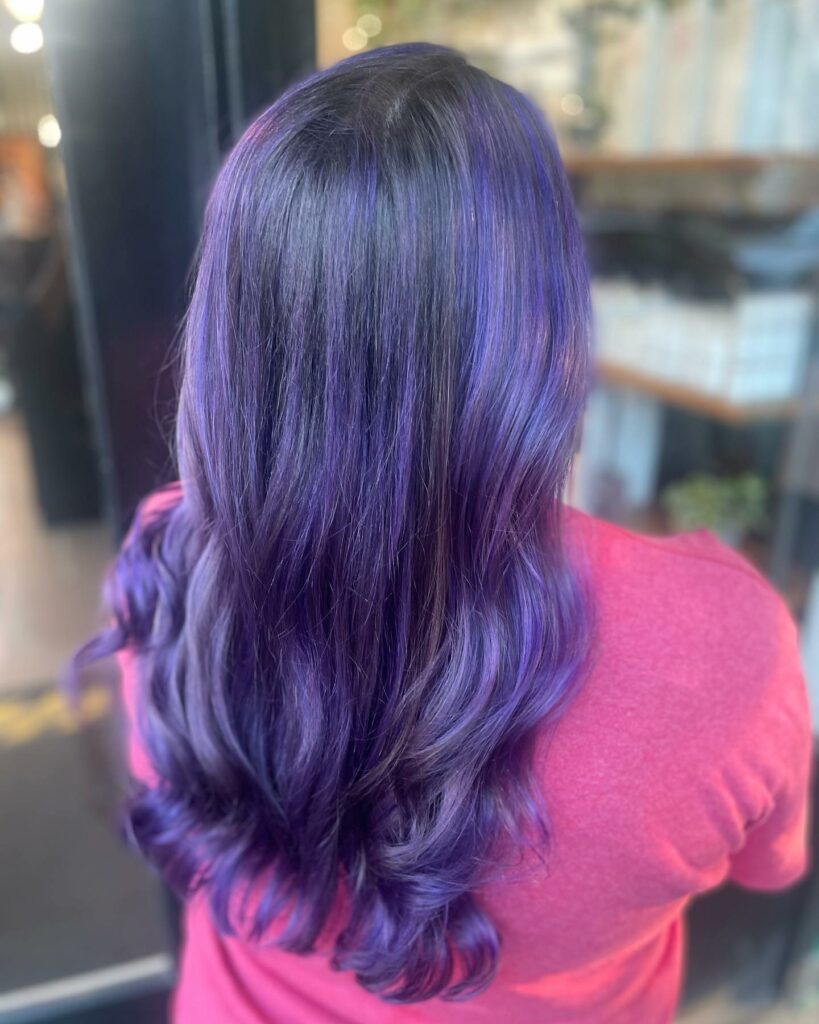 40 Purple Highlight Hair Ideas to Try in 2024 15 Going Dipped Eggplant