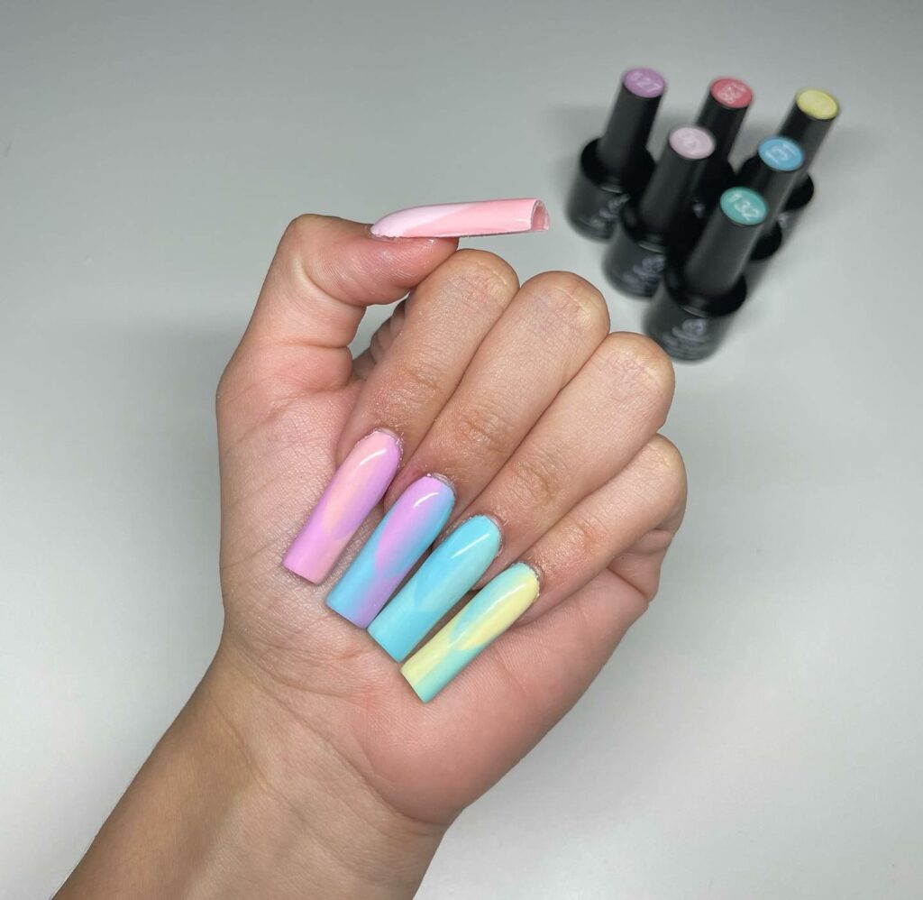 40 Latest Cotton Candy Nail Designs To Try In 2023! 20 Long Cotton Candy Square Nails