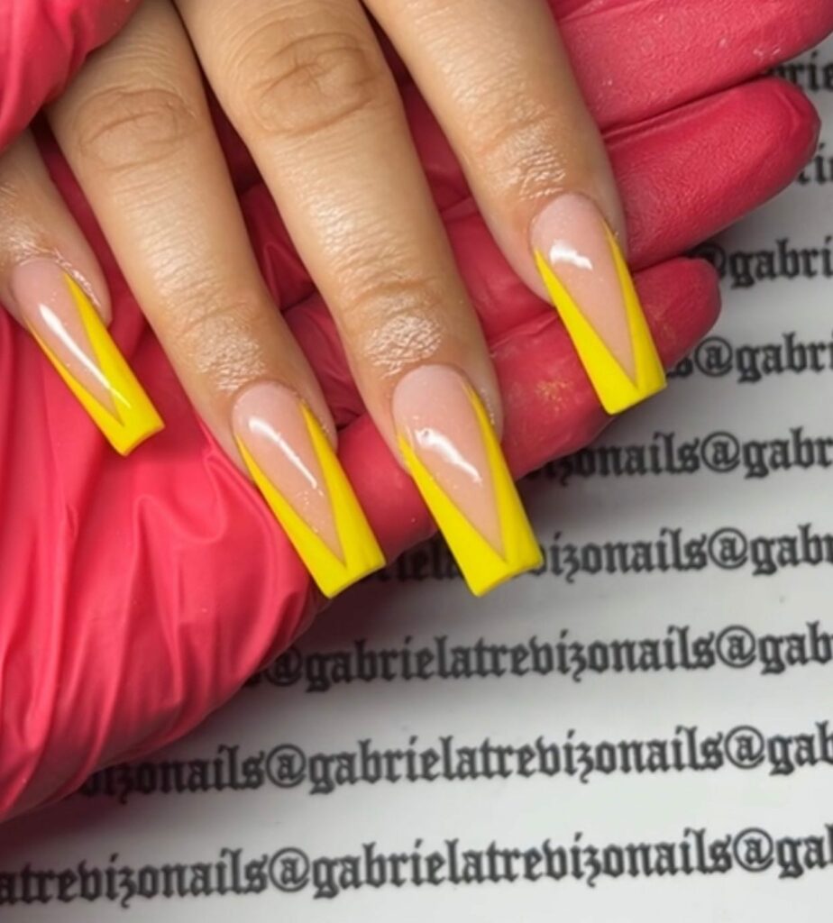 50 Latest V French Tip Coffin Nail Designs To Try In 2024! 24 Nude And Bright Combos