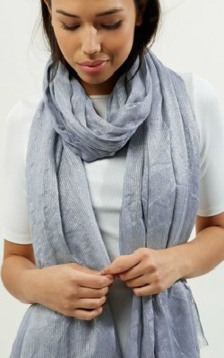 New Look grey scarf New Look Grey Metallic Longline Scarf