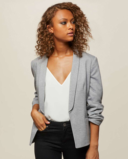 3 Miss Selfridge Grey Ruched Sleeve Ponte Blazer
