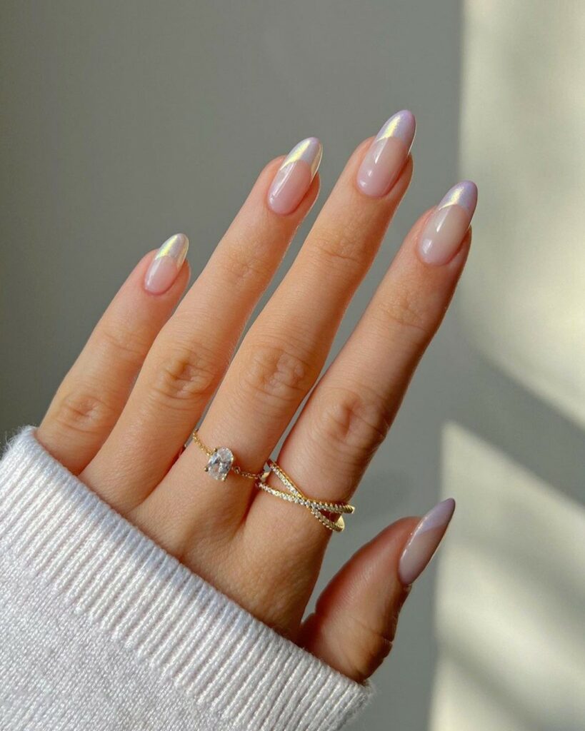Glow with 20 Pearl White Nail Designs in 2024 21 White Pearl Nails With Metallic White Tips