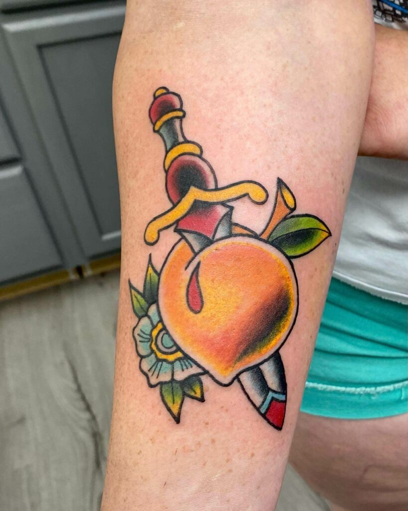 11+ Small Peach Tattoo Ideas That Will Blow Your Mind! 13 Peach Colorful Tattoo Ideas