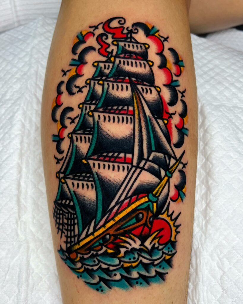 AMERICAN TRADITIONAL TATTOOS - THE ULTIMATE GUIDE FOR 2024 21 Ship Tattoos