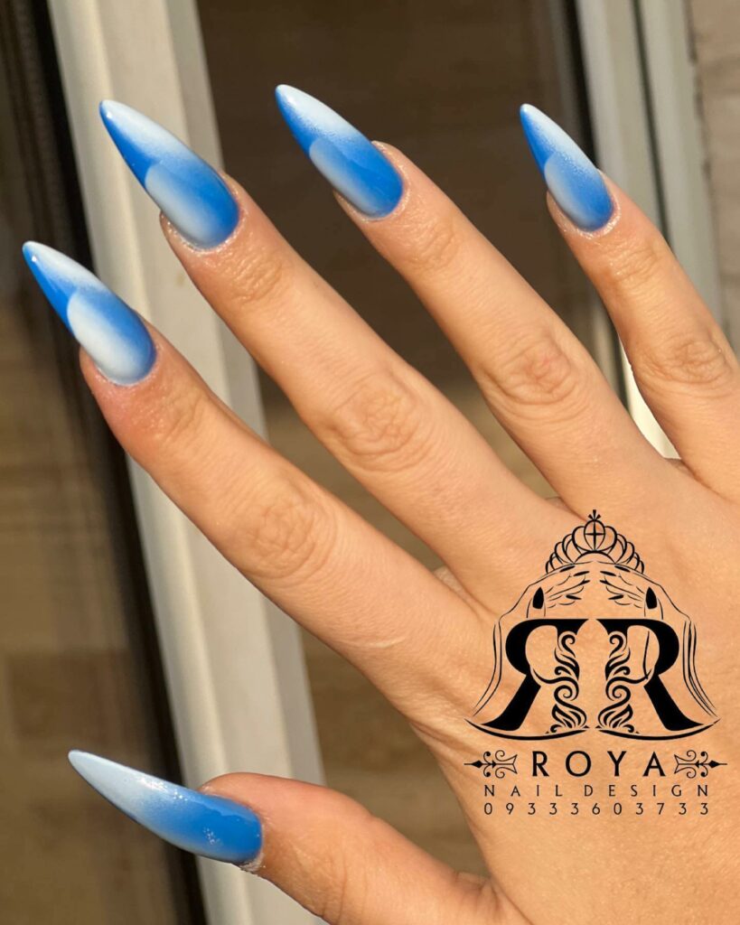 20 Latest Royal Blue Ombre Nail Designs To Try In 2024! 15 Royal Blue Ombre Stiletto Nails