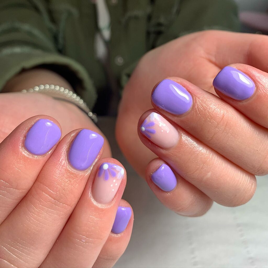 34 Latest Glossy Purple Nail Design Guides To Follow In 2024! 14 Short Purple Accent Nails