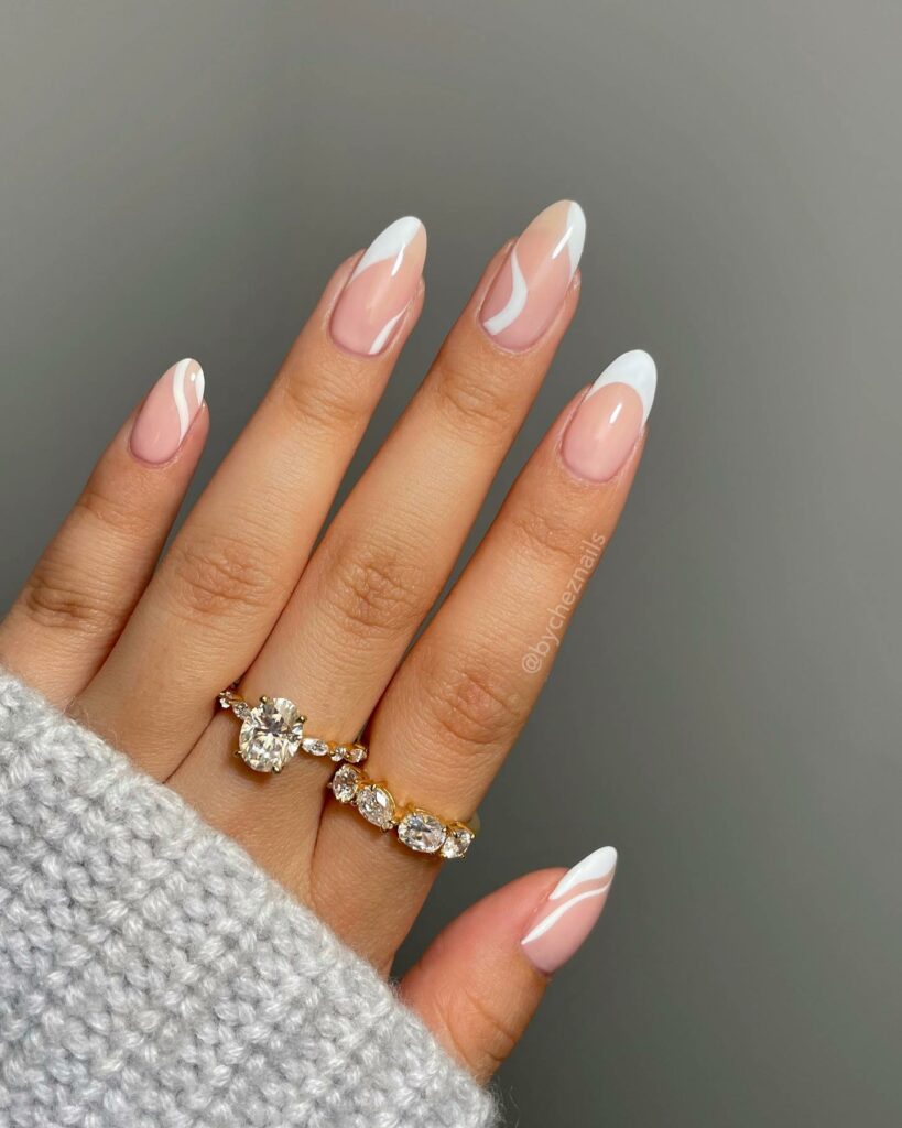 20 Latest Negative Space Nail Ideas To Try In 2024! 13 Negative Space White Almond Nails