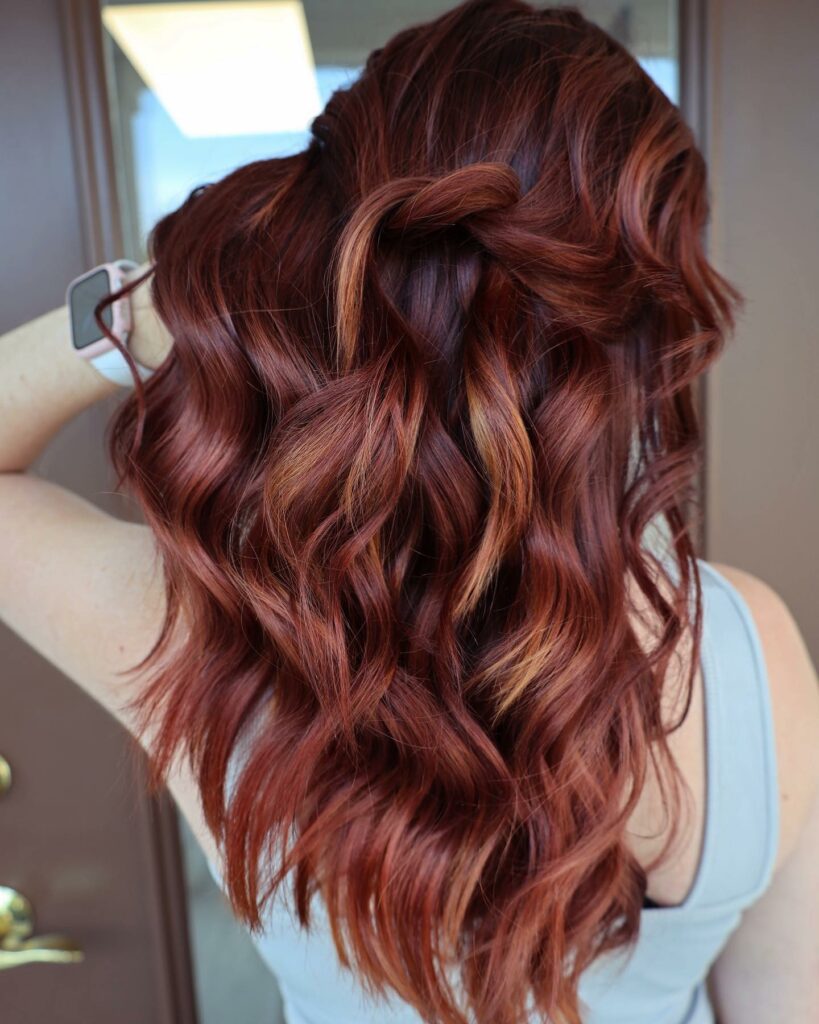 35 Dark Red Hair Ideas to Add Drama to Your Look in 2024 26 Dark Red Hair with Highlights and Curls