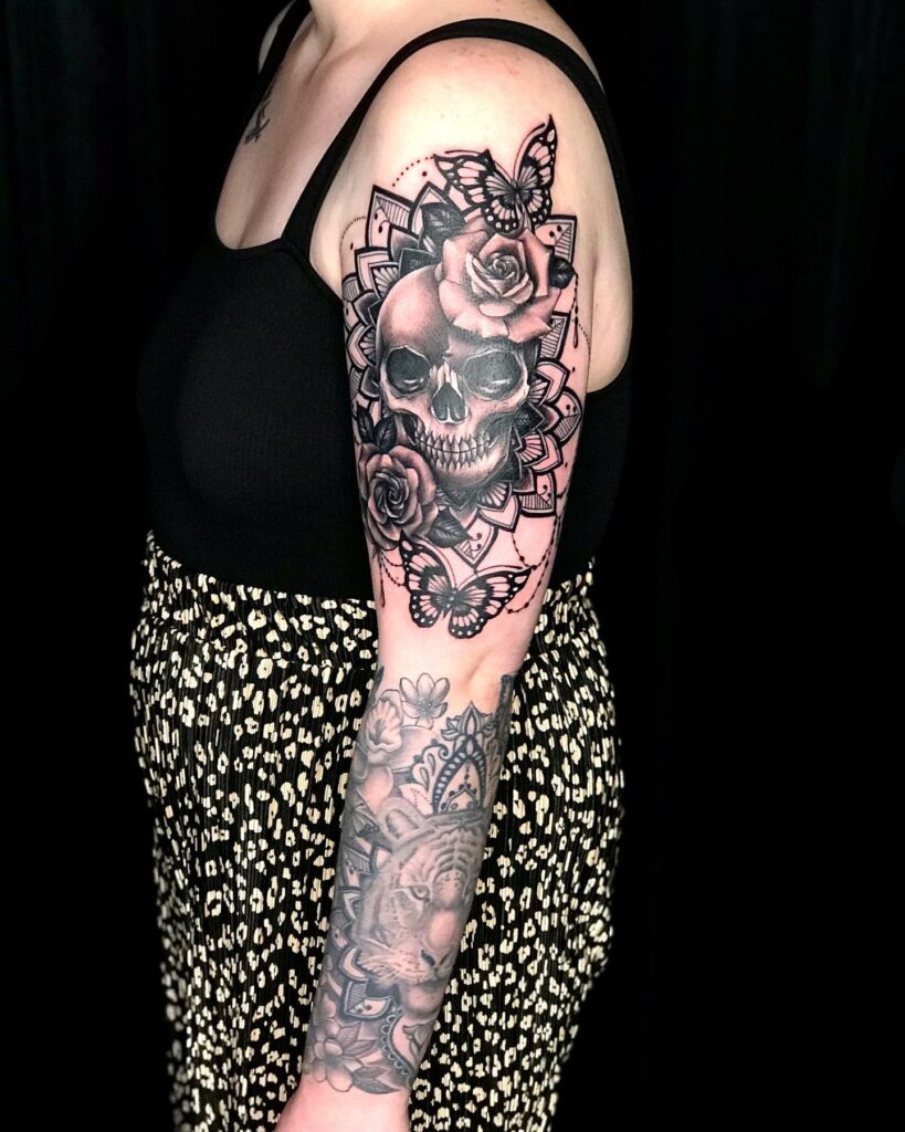 27+ Butterfly Tattoo Meanings To Inspire You! 23 Skull with Butterfly Tattoo Meaning