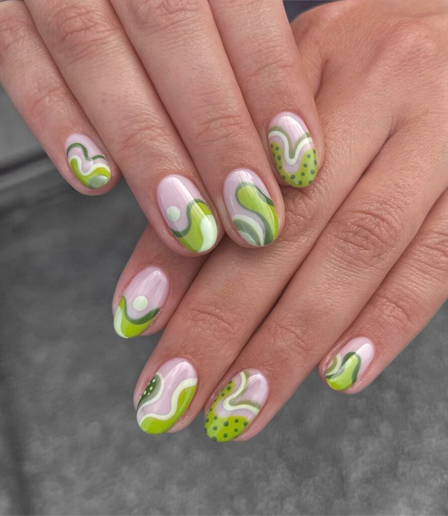 Get Swirly with 35 Swirl Nails Ideas for 2024 37 Retro Green Swirls