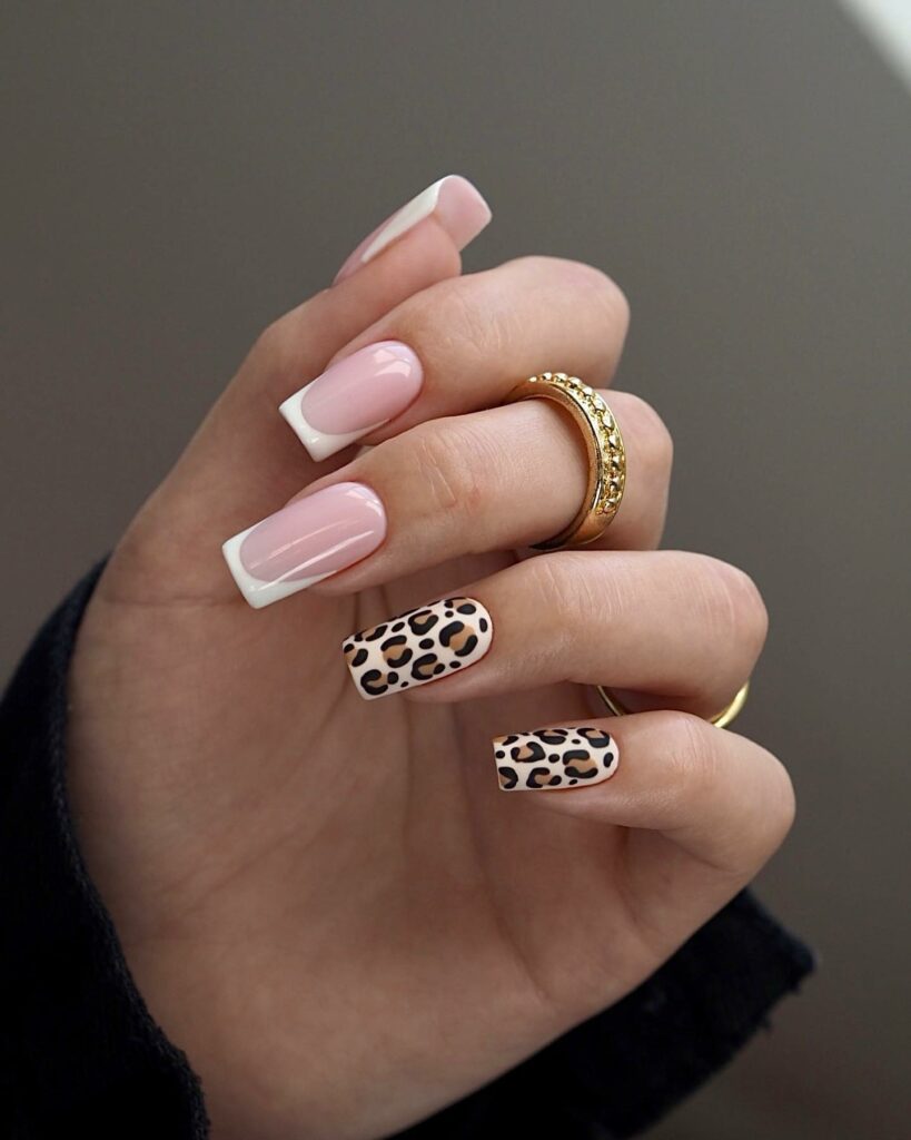 25 Latest Leopard Print Nail Ideas To Try In 2024! 12 Nude French Nails With Leopard Design