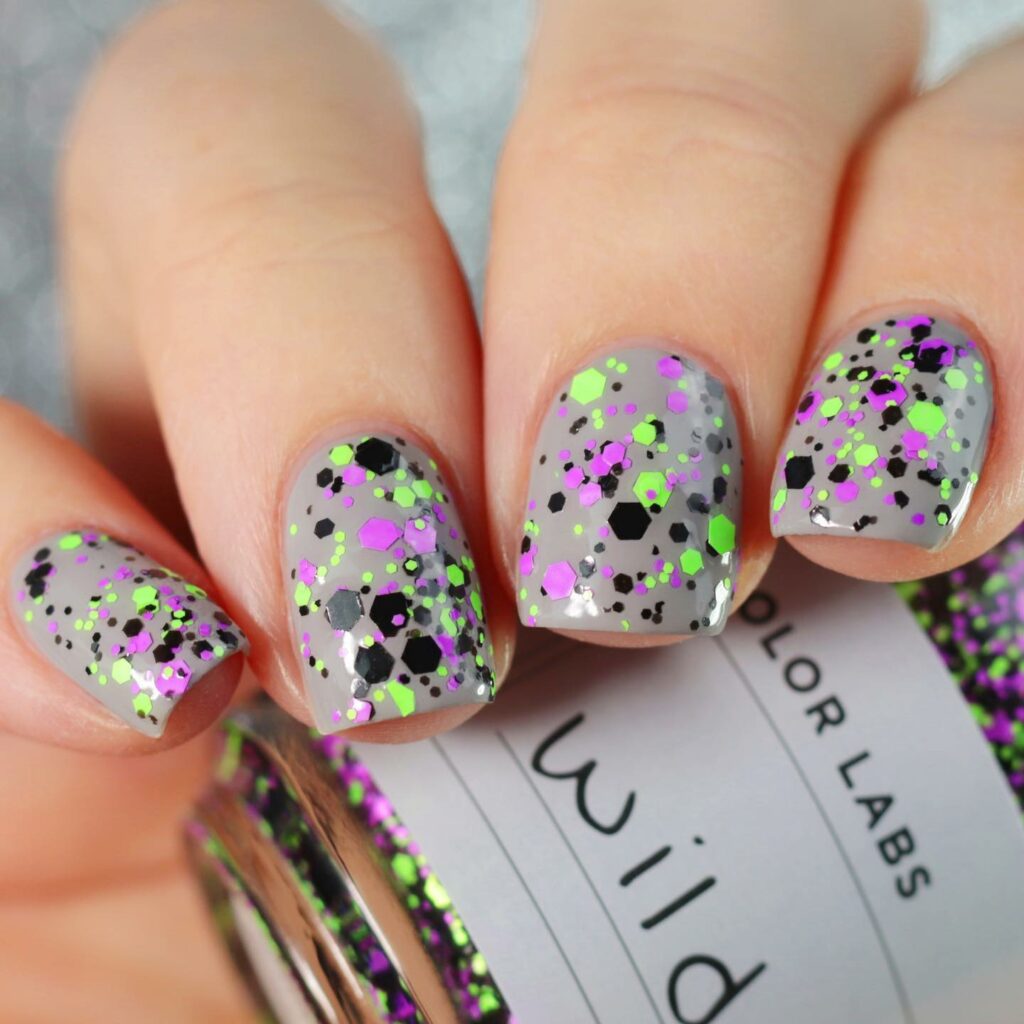 Embrace Neutrals with 35 Grey Nail Designs for 2024 17 Confetti Party on Grey