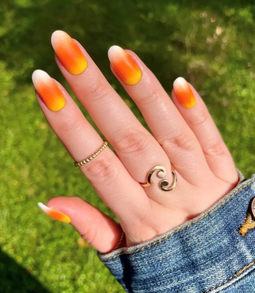 20 Latest Candy Corn Nail Design To Try In 2024! 16 Candy Corn Ombre Nails