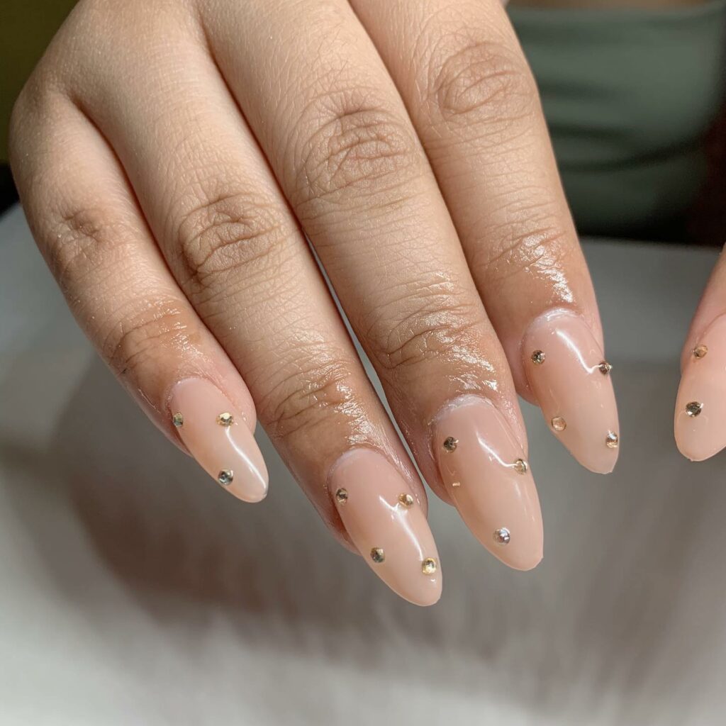 45 Latest Nails With Rhinestones Designs To Try In 2024! 14 Simple Nail Design with Rhinestones