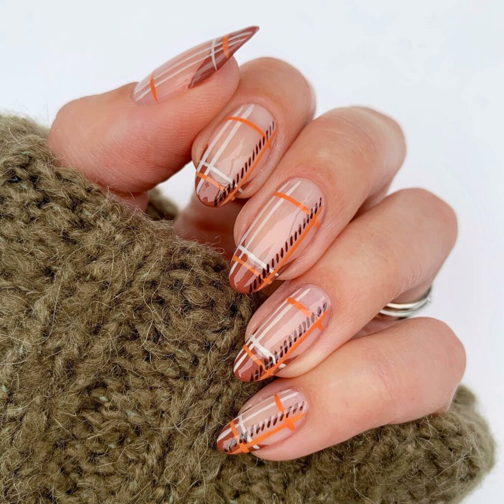 29 LATEST PLAID NAIL DESIGNS TO TRY IN 2024! 10 Thin Line Plaid Nails