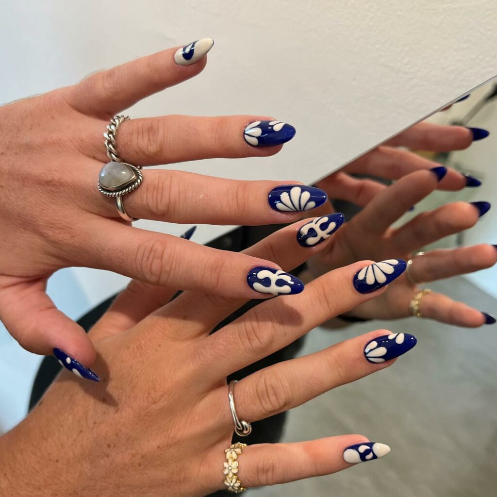 Feel Tropical with 35 Tropical Nails Designs for 2024 38 Navy, Preppy Beach Nails