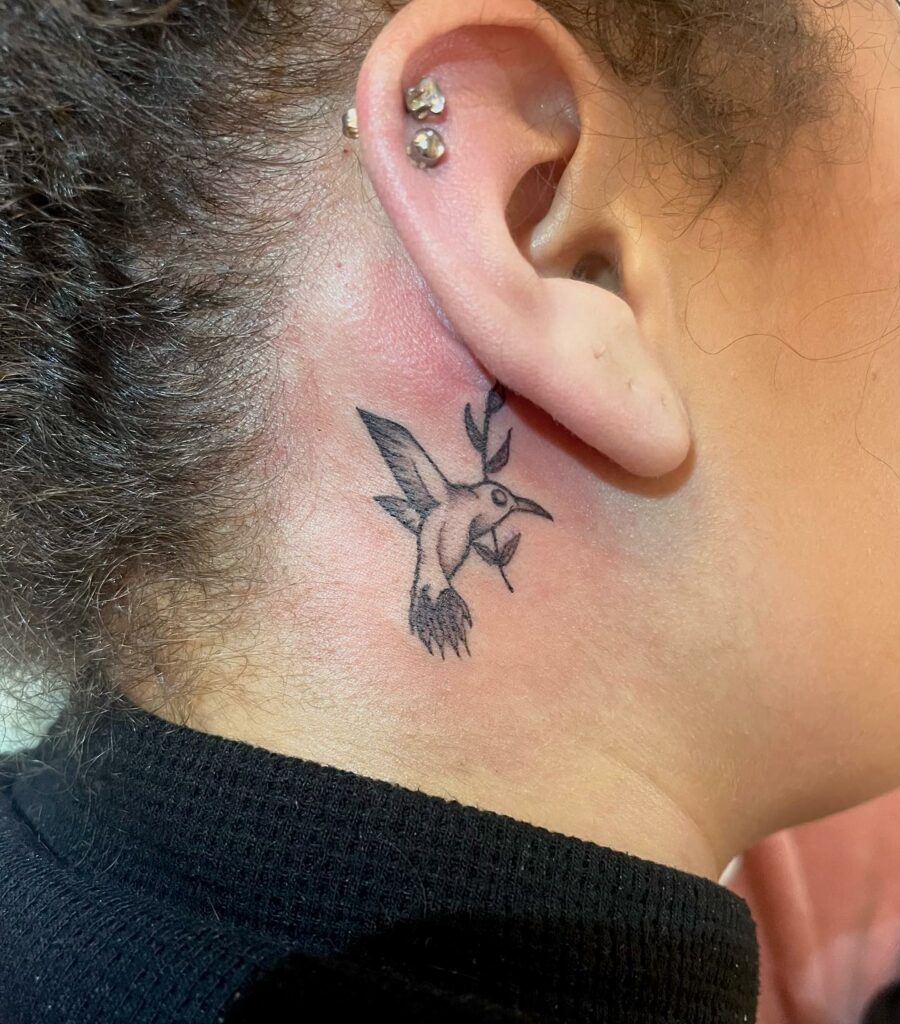 BEAUTIFUL BEHIND THE EAR TATTOOS FOR WOMEN - UPDATED FOR 2024 17 Dove Tattoo