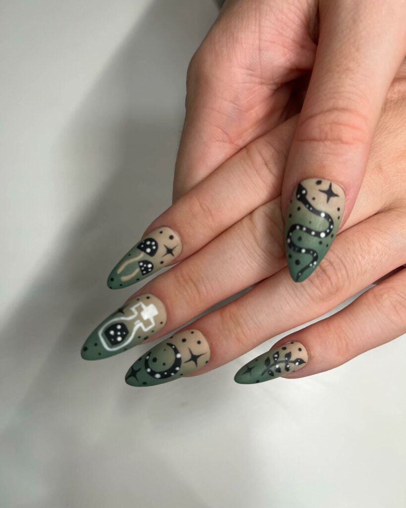 Refresh with 30 Green Ombre Nail Designs in 2024 32 Almond Green And Brown Ombre Nails