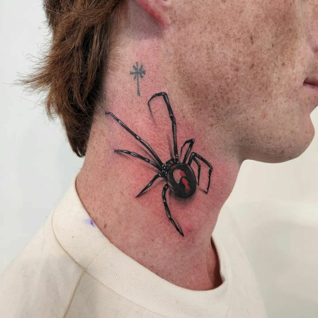 90 Latest Neck Tattoo Ideas To Inspire You In 2024! 44 Arachnid Neck Artistry
