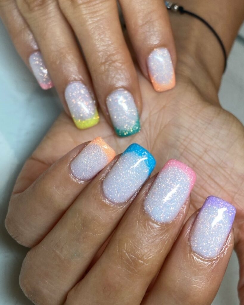 Check Out 30 Glitter French Tip Nail Designs of 2024 46 Multicolored Glitter French Nails