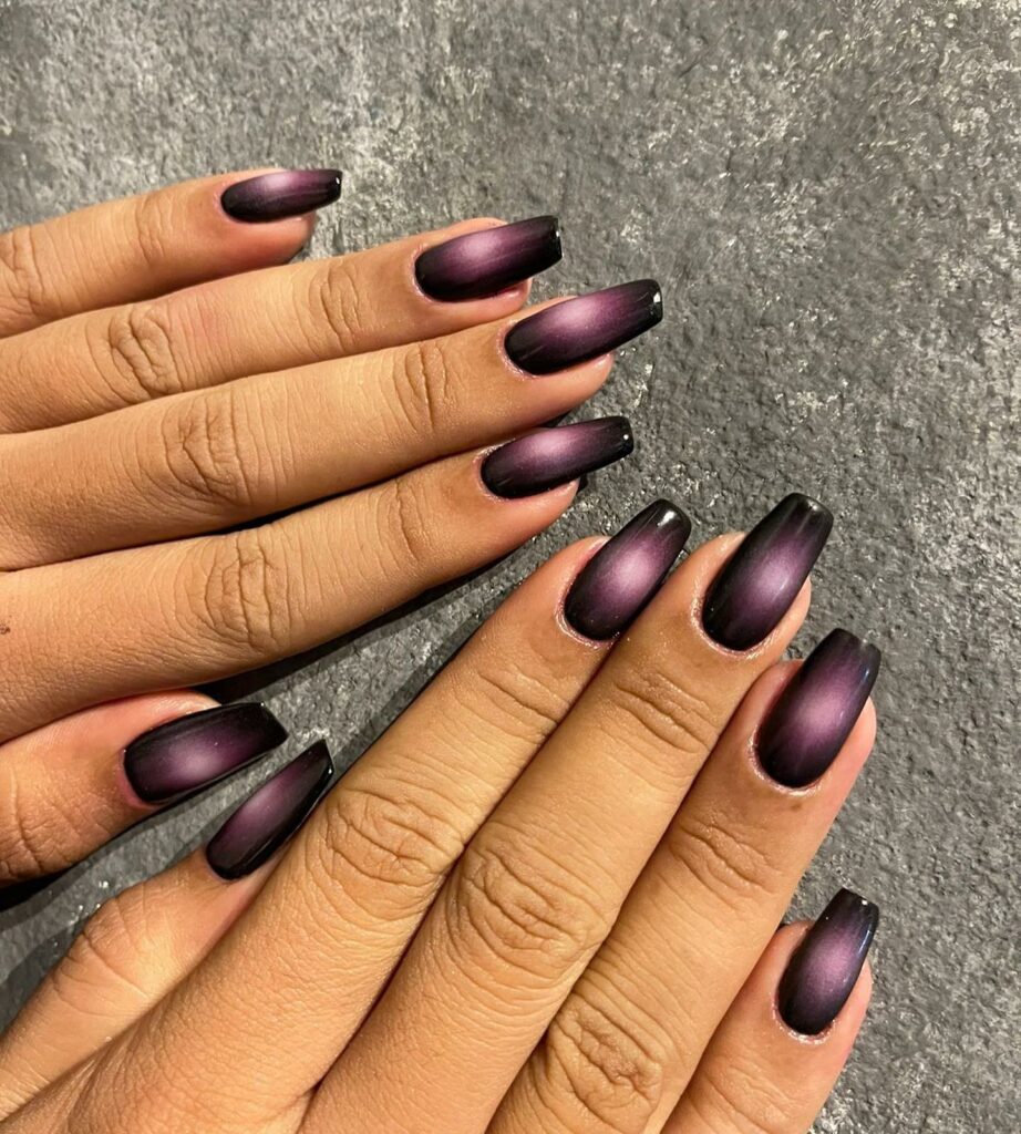 22 Latest Black And Purple Nail Ideas to Try in 2024! 44 Black And Dark Purple Aura Nail