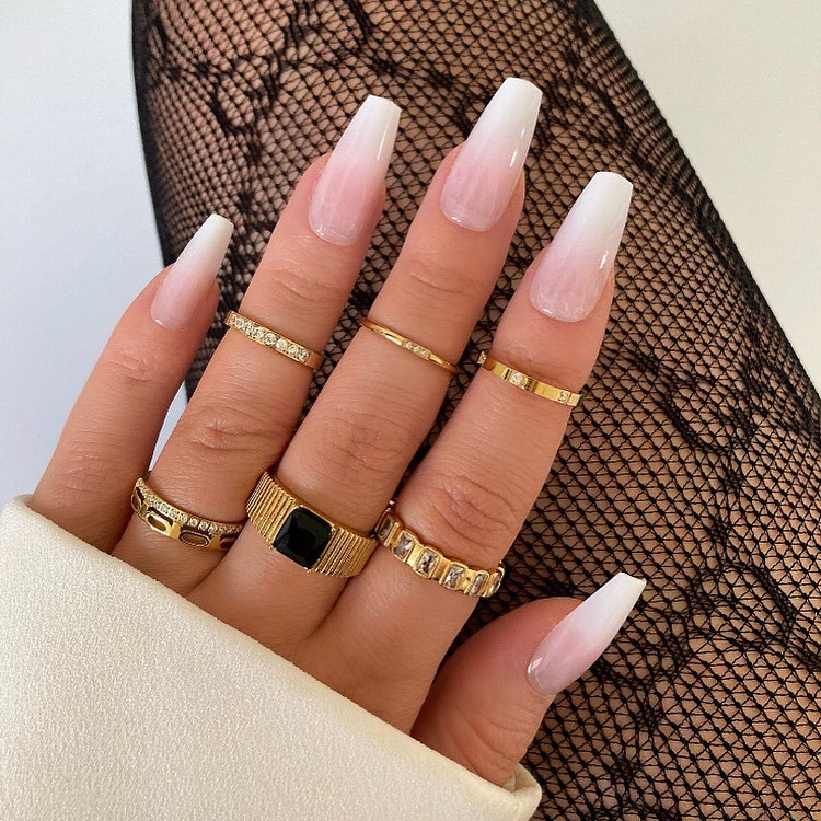 44 Latest White Nail Ideas To Try In 2024! 38 Coffin Ombre White Nails