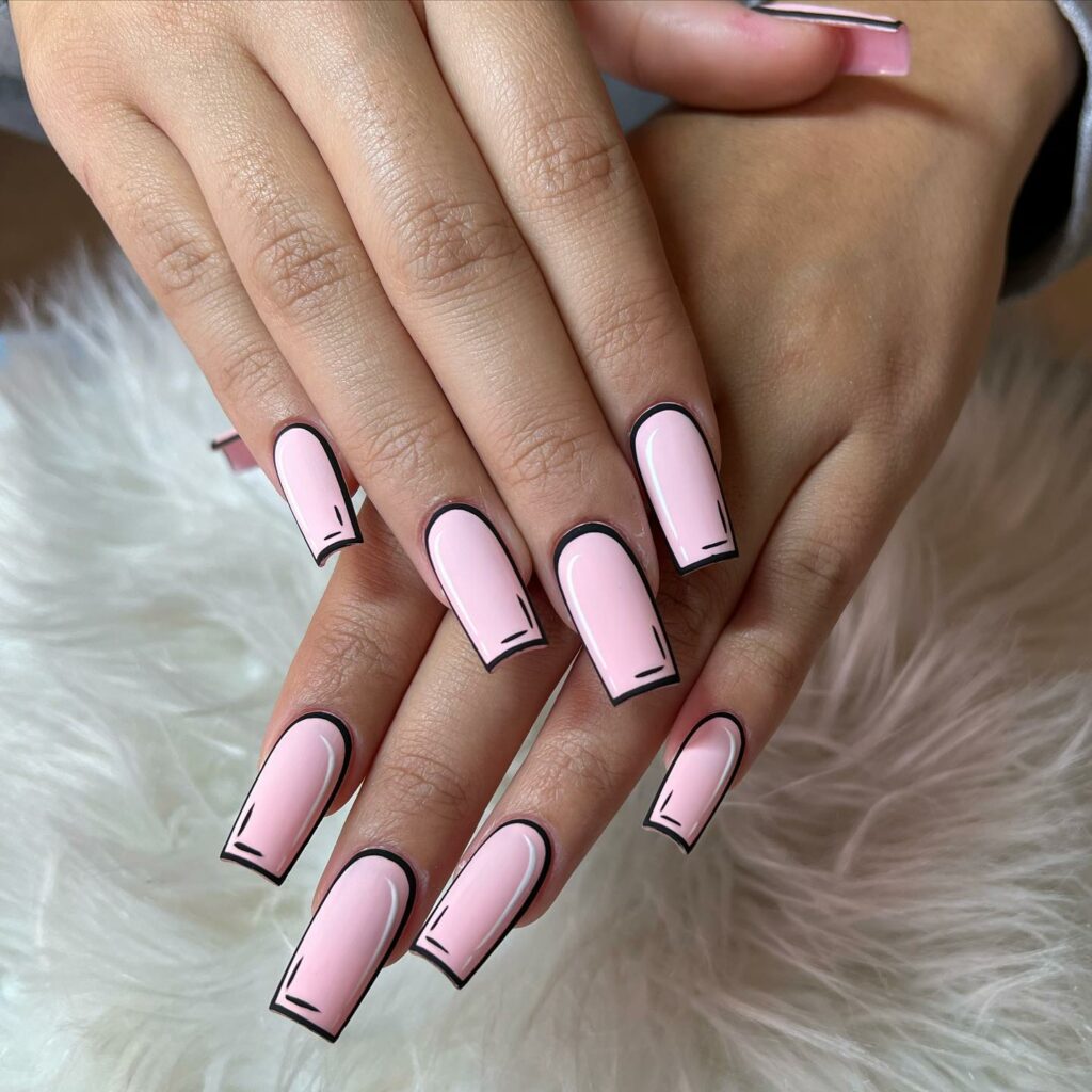 35 Latest Medium Square Nail Ideas To Try In 2024! 23 Medium Square Nails With Pop Art Design