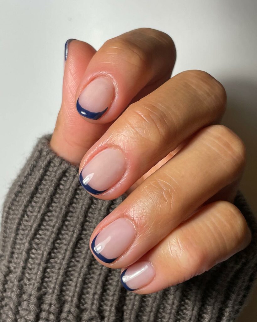 20 Latest Thin French Tip Nail Designs To Try In 2024! 28 Thin Blue French Short Nails