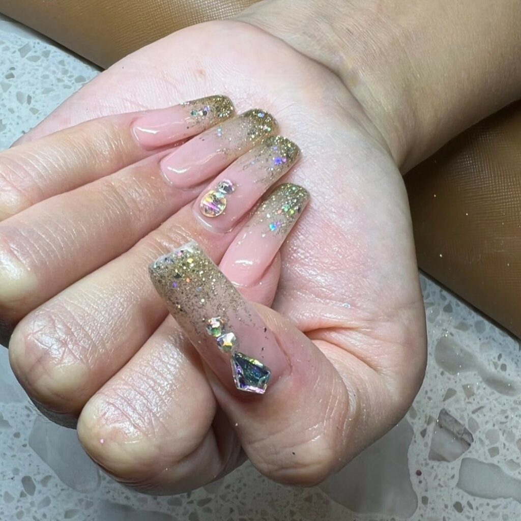 Embrace Glamour with 30 Ombre Nails With Glitter for 2024 21 Bedazzled Ombré