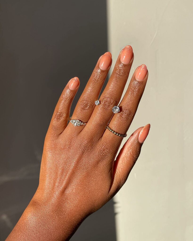 Get Peachy with 30 Peach Nail Designs for 2024 24 Peach Nails with Glitter