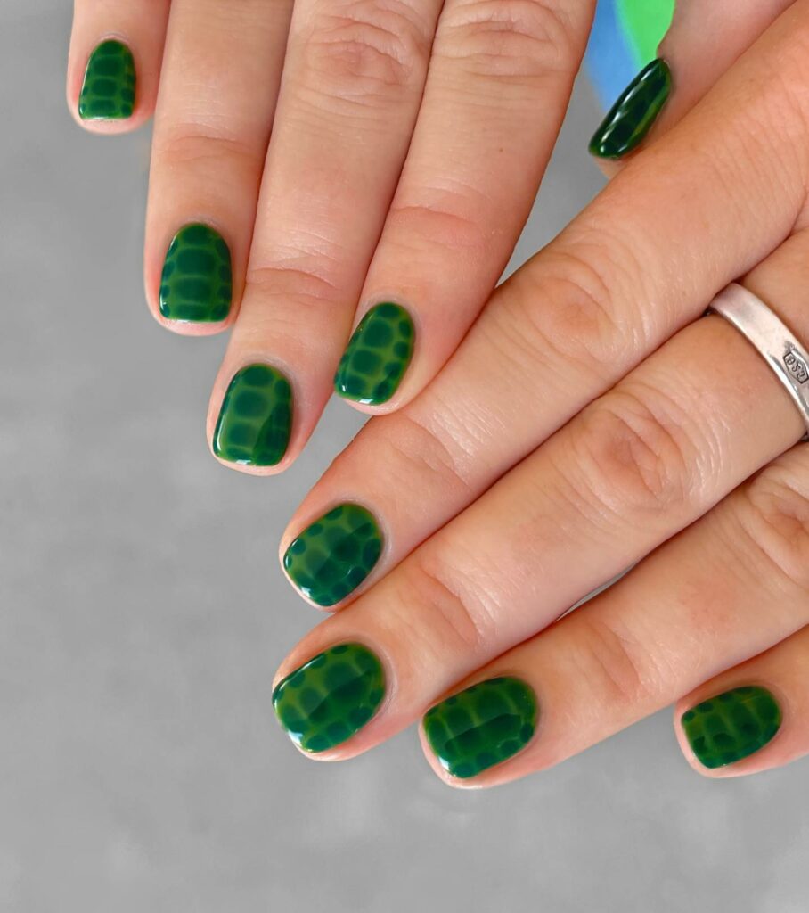 20 Latest Croc Nail Ideas To Try In 2024! 13 Short Green Croc Nails