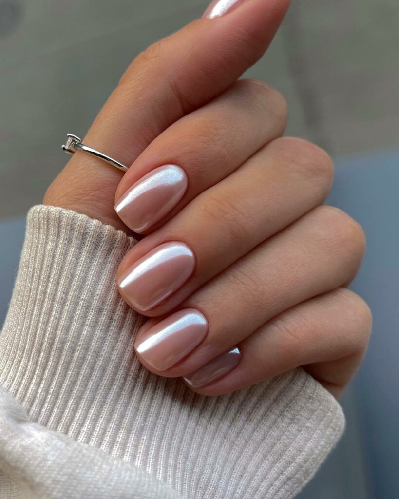 20 Latest Nude Short Nail Ideas To Try In 2024! 24 Nude Short Chrome Square Nails