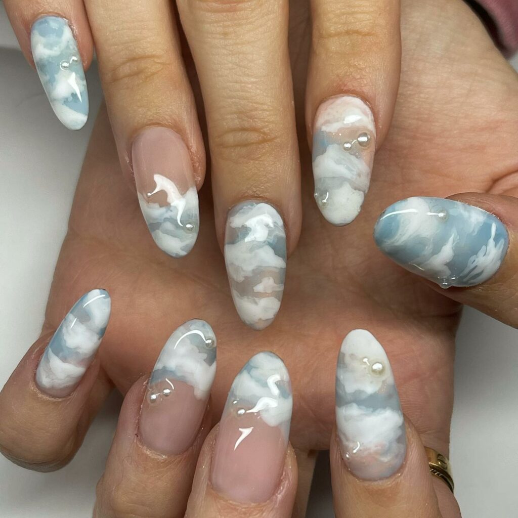 Embrace Neutrals with 35 Grey Nail Designs for 2024 19 Grey Skies And White Clouds