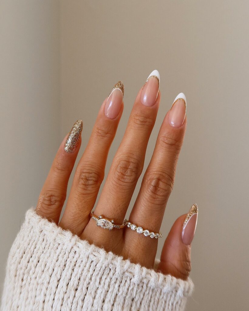 Celebrate with 40 Christmas Statement Nail Designs in 2024 19 White And Gold Christmas Statement Nails