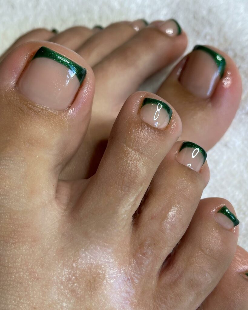 30 Green Pedicure Ideas to Refresh Your Look in 2024 24 Green French