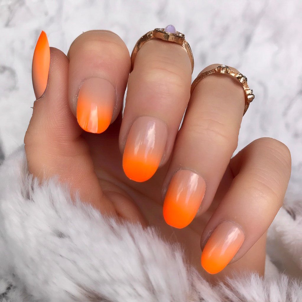 30 Latest Orange Ombre Nail Designs To Try In 2024! 35 Orange And Nude Ombre Round Nails